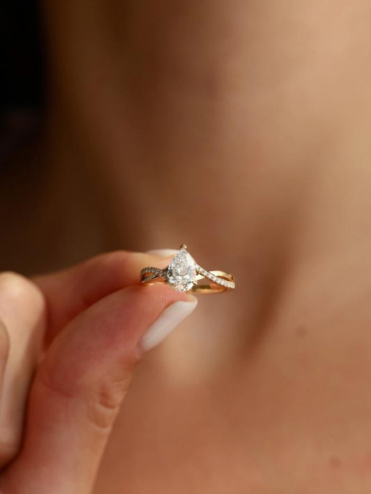 Marquise Cut Cluster Styled Lab Grown Diamond Engagement Ring