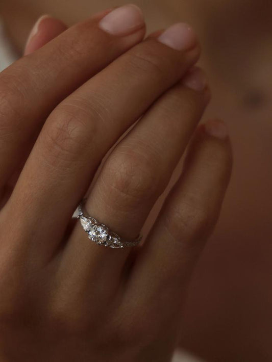 Marquise Cut Cluster Styled Lab Grown Diamond Engagement Ring