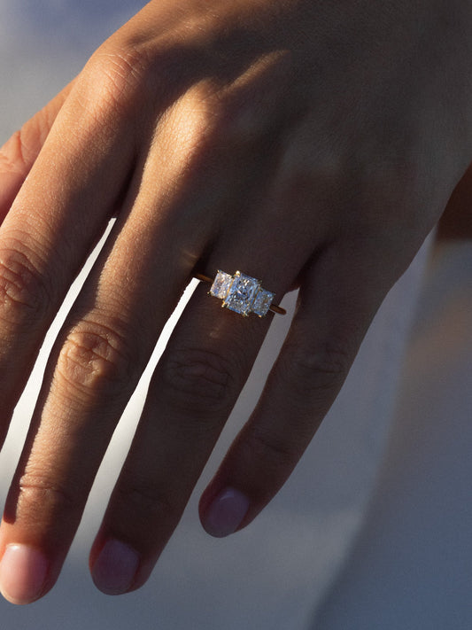 2 CT Round Three Stones Lab Grown Diamond Engagement Ring