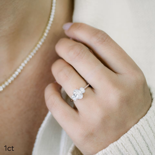 Marquise Cut Cluster Styled Lab Grown Diamond Engagement Ring