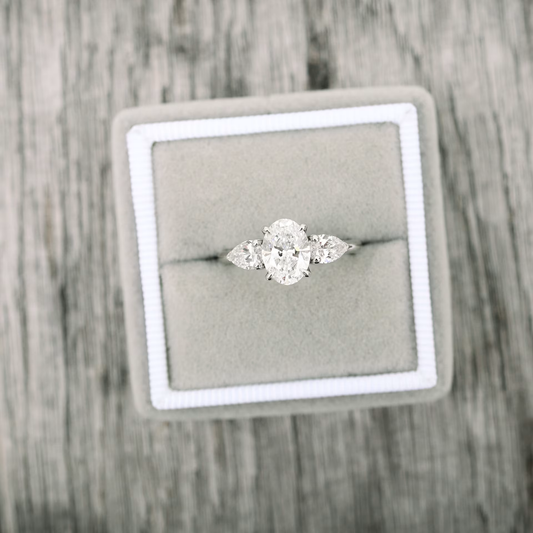 Marquise Cut Cluster Styled Lab Grown Diamond Engagement Ring