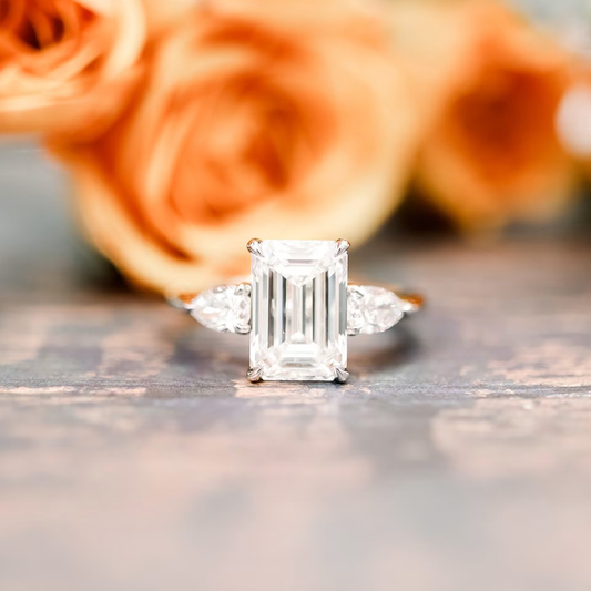 Marquise Cut Cluster Styled Lab Grown Diamond Engagement Ring