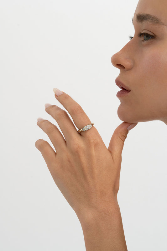 2 CT Round Three Stones Lab Grown Diamond Engagement Ring