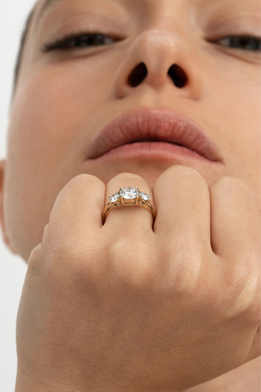 2 CT Round Three Stones Lab Grown Diamond Engagement Ring