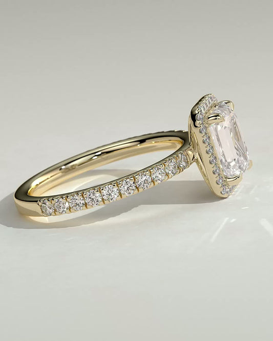 Round Halo, Pave & Split Shank Engagement Ring – 1.93 CT Lab Grown Diamond