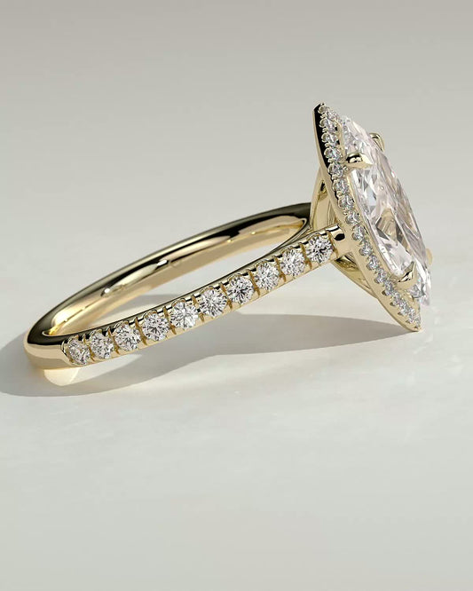 Round Halo, Pave & Split Shank Engagement Ring – 1.93 CT Lab Grown Diamond
