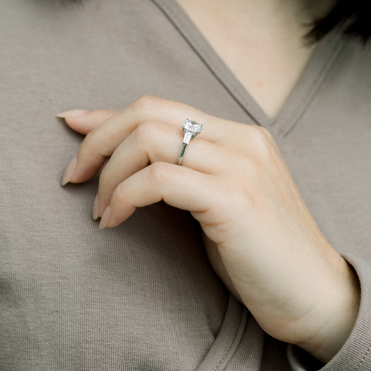 Marquise Cut Cluster Styled Lab Grown Diamond Engagement Ring