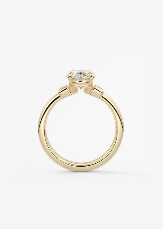 Custom-Robin-Oval Wide Double Band Three Stones Lab Grown Diamond Engagement Ring
