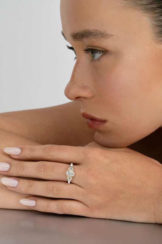 2 CT Round Three Stones Lab Grown Diamond Engagement Ring