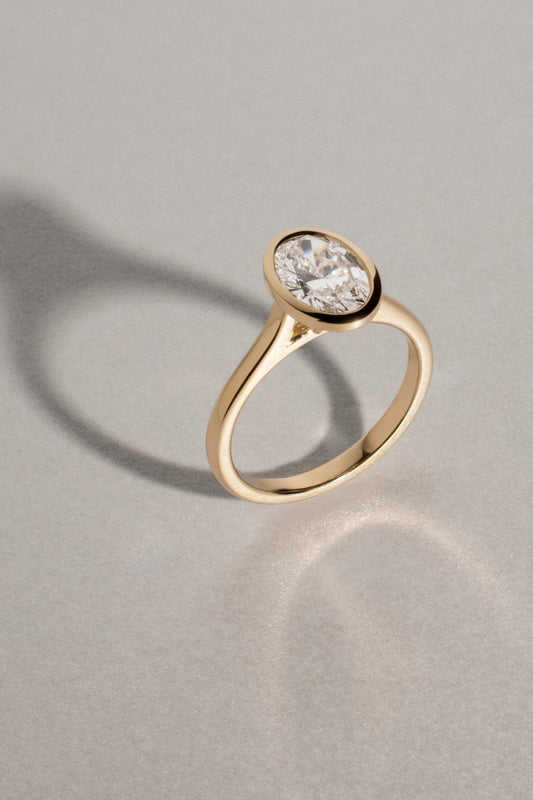 1.52 CT Oval Bezel Solitaire Lab Grown Diamond Engagement Ring