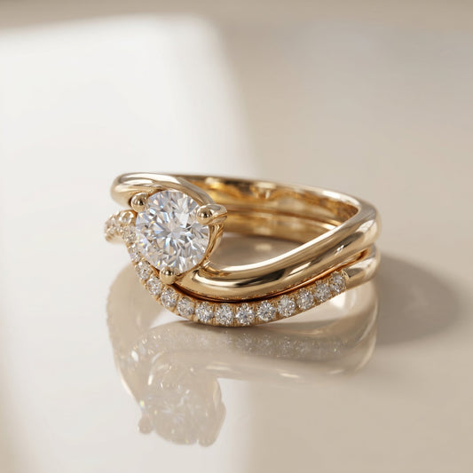1.0 CT Round Solitaire Moissanite Diamond Bridal Ring Set
