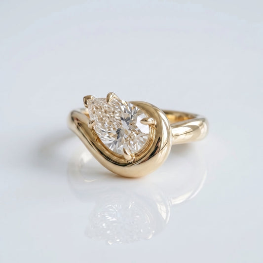 Marquise Swirl Solitaire Engagement Ring – 1 CT Lab Grown Diamond