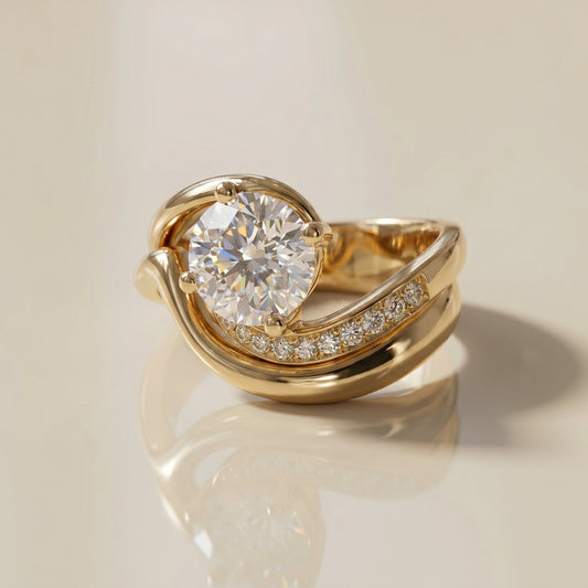 1.0 CT Round Solitaire Moissanite Diamond Bridal Ring Set
