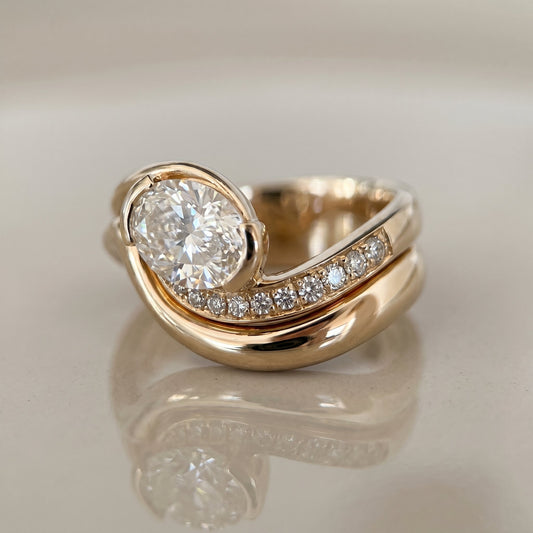 1.0 CT Round Solitaire Moissanite Diamond Bridal Ring Set