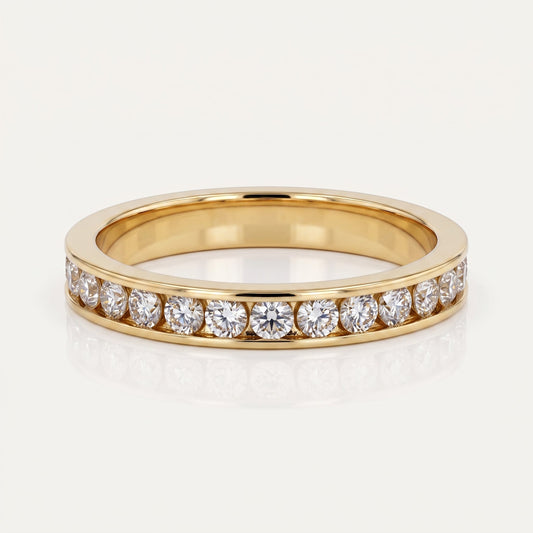 0.2 TCW Round Diamond Half Eternity DEF/VVS Lab Grown Wedding Band