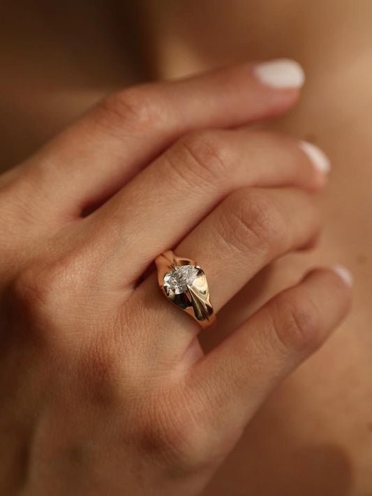 Marquise Cut Cluster Styled Lab Grown Diamond Engagement Ring