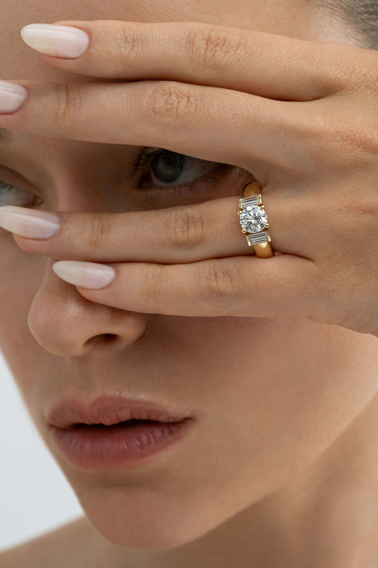 2 CT Round Three Stones Lab Grown Diamond Engagement Ring