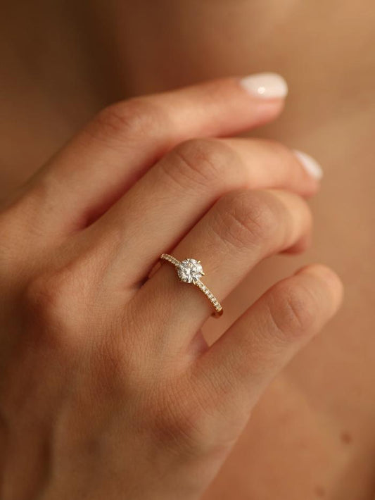 Marquise Cut Cluster Styled Lab Grown Diamond Engagement Ring