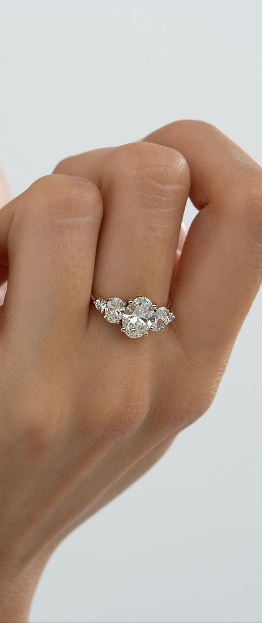 2 CT Round Three Stones Lab Grown Diamond Engagement Ring