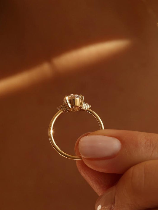 Marquise Cut Cluster Styled Lab Grown Diamond Engagement Ring