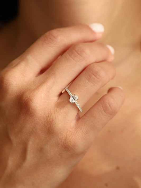 Marquise Cut Cluster Styled Lab Grown Diamond Engagement Ring