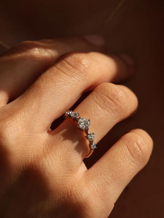 Marquise Cut Cluster Styled Lab Grown Diamond Engagement Ring