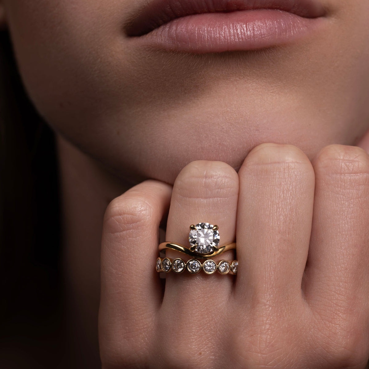 Oval Three Stone Lab Grown Diamond Engagement Ring