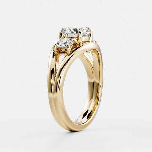 Oval Three Stone Lab Grown Diamond Engagement Ring