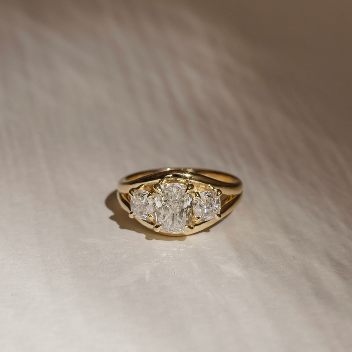 Oval Three Stone Lab Grown Diamond Engagement Ring
