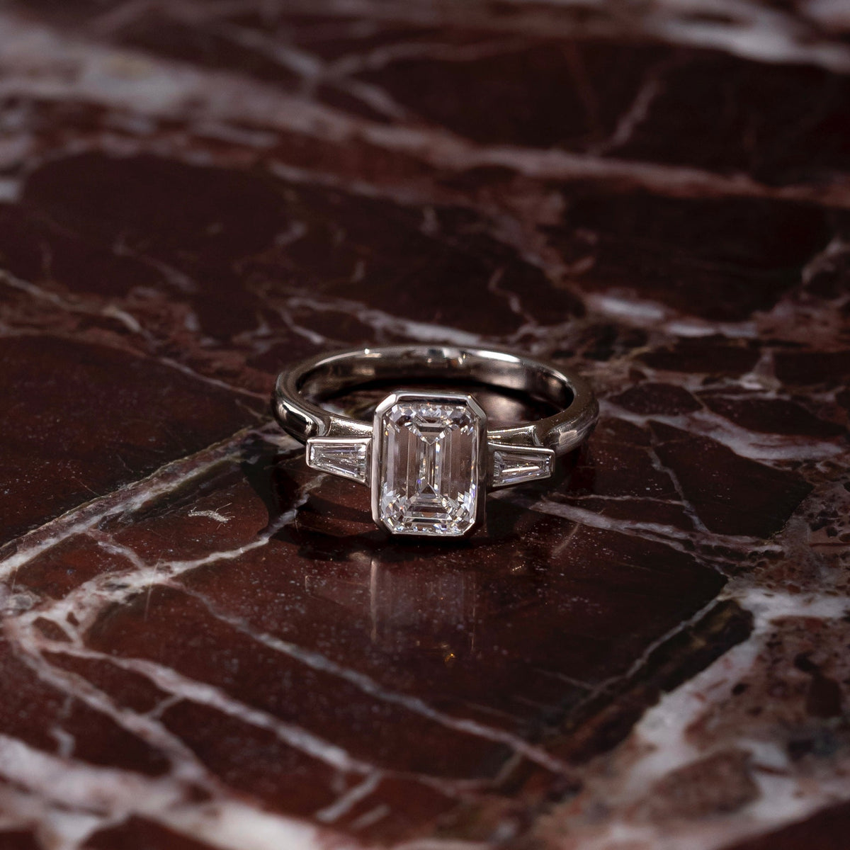 Oval Three Stone Lab Grown Diamond Engagement Ring