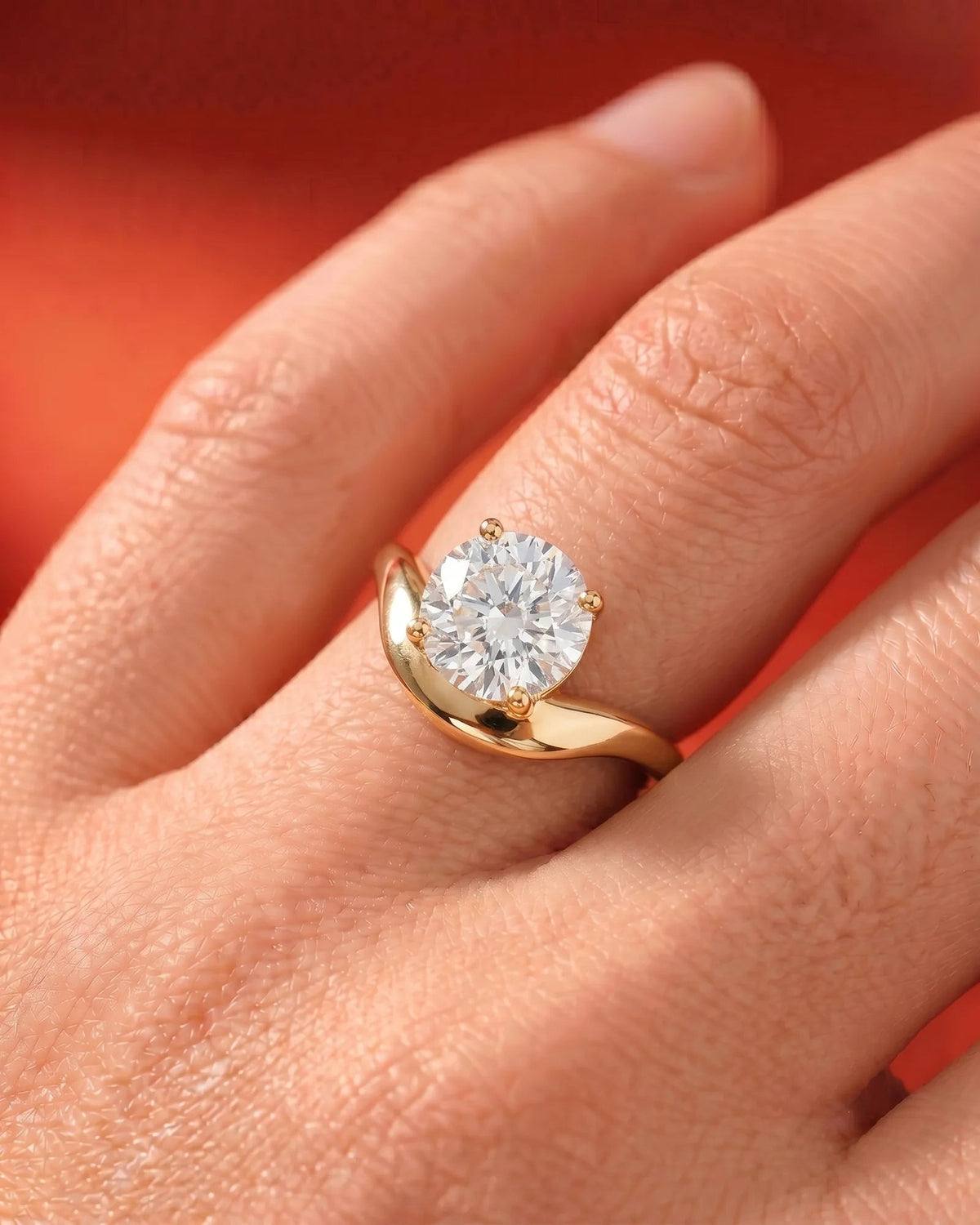 Round Swirl Solitaire Lab Grown Diamond Engagement Ring