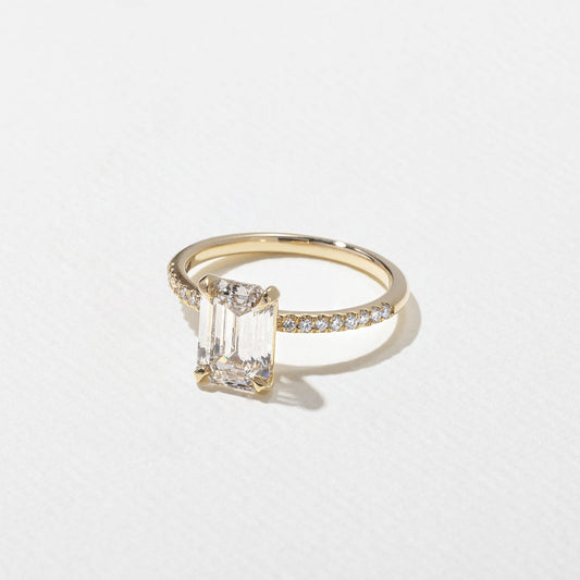 Emerald Pave Engagement Ring – 1 CT Lab Grown Diamond