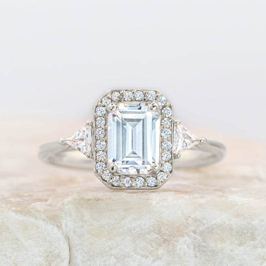 2 CT Round Three Stones Lab Grown Diamond Engagement Ring