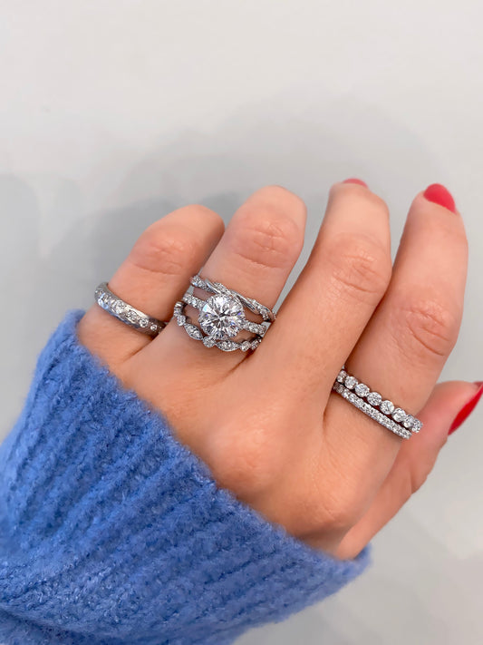 2 CT Round Three Stones Lab Grown Diamond Engagement Ring