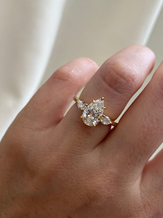 2 CT Round Three Stones Lab Grown Diamond Engagement Ring