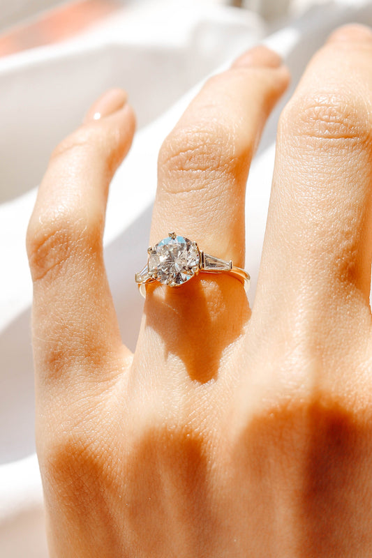 2 CT Round Three Stones Lab Grown Diamond Engagement Ring