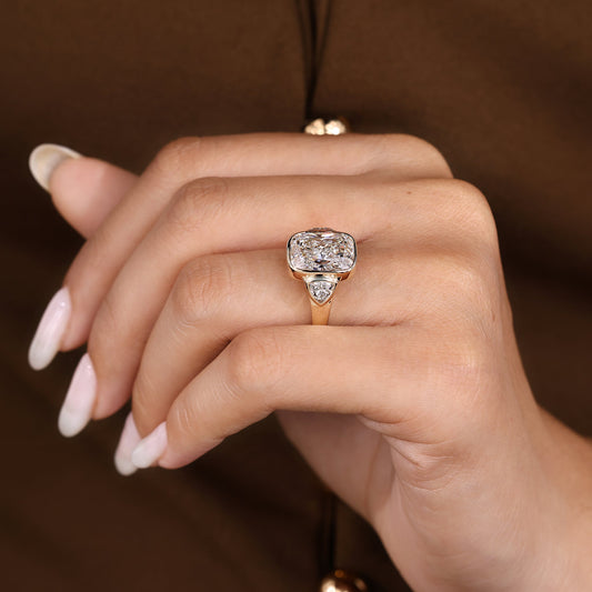 Cushion Hidden Halo Lab Grown Diamond Engagement Ringg