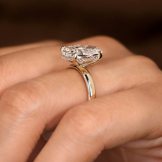 Cushion Hidden Halo Lab Grown Diamond Engagement Ring