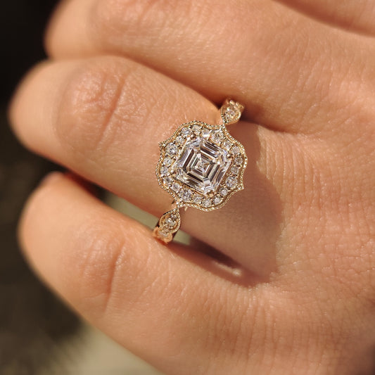 Cushion Hidden Halo Lab Grown Diamond Engagement Ring