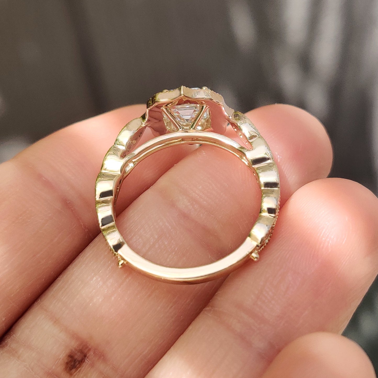 Cushion Hidden Halo Lab Grown Diamond Engagement Ring