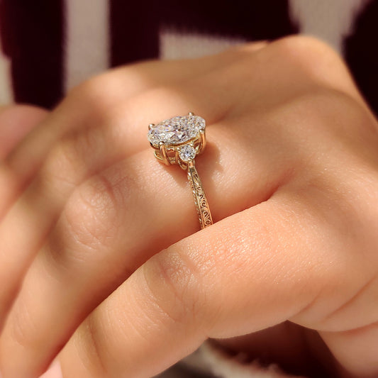 Cushion Hidden Halo Lab Grown Diamond Engagement Ring