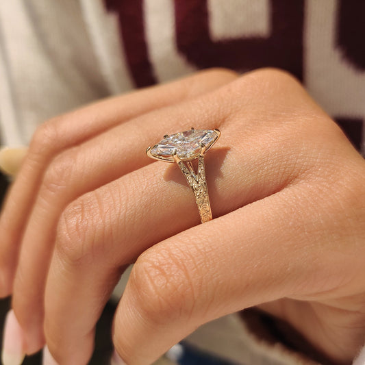 Cushion Hidden Halo Lab Grown Diamond Engagement Ring