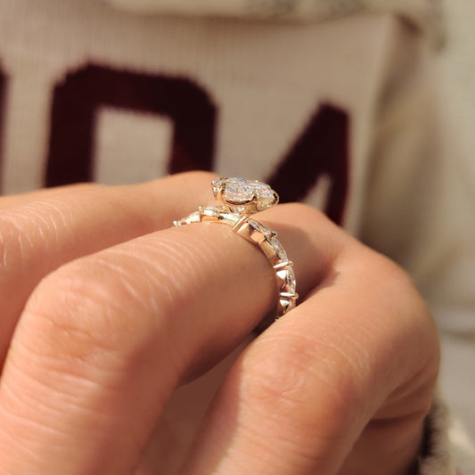 Cushion Hidden Halo Lab Grown Diamond Engagement Ring
