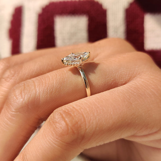 Cushion Hidden Halo Lab Grown Diamond Engagement Ring