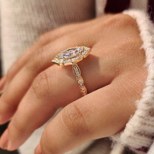 Cushion Hidden Halo Lab Grown Diamond Engagement Ring