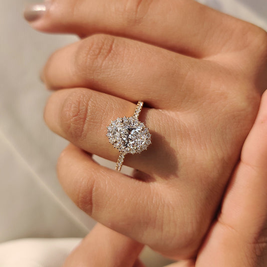 Cushion Hidden Halo Lab Grown Diamond Engagement Ring
