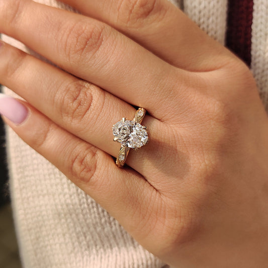 Cushion Hidden Halo Lab Grown Diamond Engagement Ring