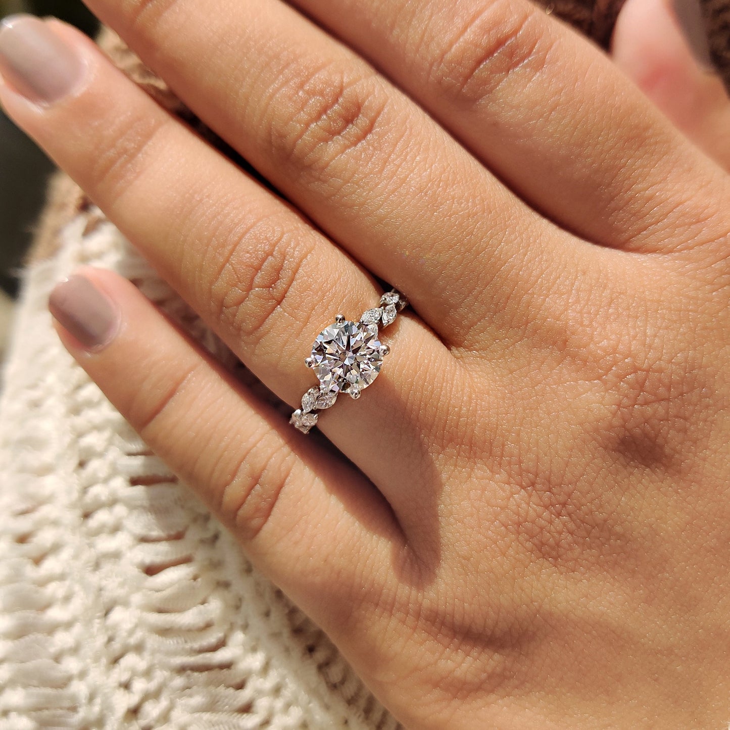 Cushion Hidden Halo Lab Grown Diamond Engagement Ring