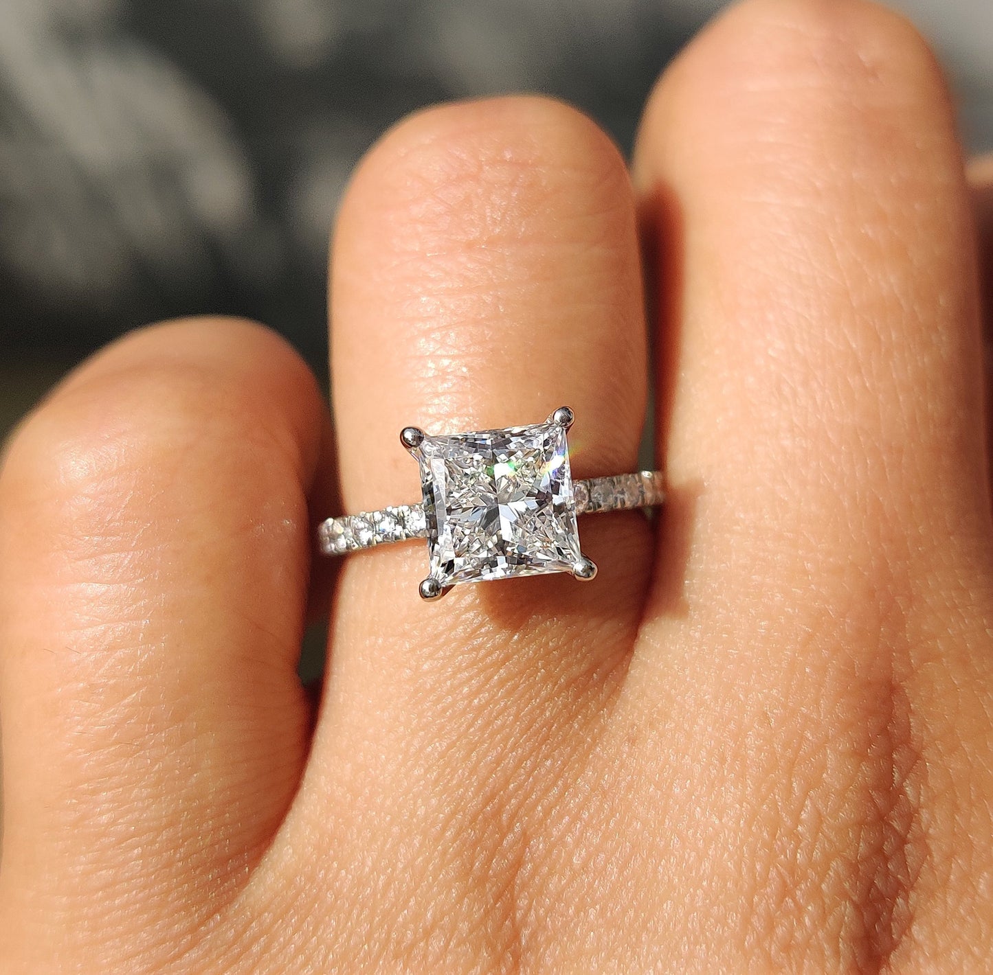 Cushion Hidden Halo Lab Grown Diamond Engagement Ring