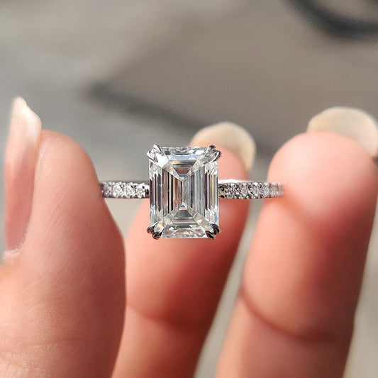 Cushion Hidden Halo Lab Grown Diamond Engagement Ring